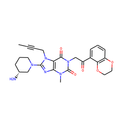 CC#CCn1c(N2CCC[C@@H](N)C2)nc2c1c(=O)n(CC(=O)c1cccc3c1OCCO3)c(=O)n2C ZINC000034176984