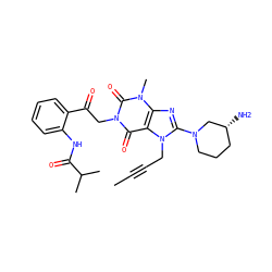 CC#CCn1c(N2CCC[C@@H](N)C2)nc2c1c(=O)n(CC(=O)c1ccccc1NC(=O)C(C)C)c(=O)n2C ZINC000114288147