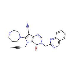 CC#CCn1c(N2CCCNCC2)c(C#N)c2ncn(Cc3ncc4ccccc4n3)c(=O)c21 ZINC000073280338