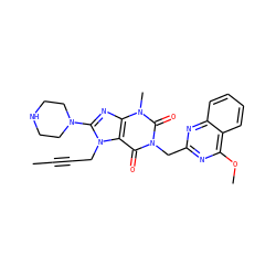 CC#CCn1c(N2CCNCC2)nc2c1c(=O)n(Cc1nc(OC)c3ccccc3n1)c(=O)n2C ZINC000473247783