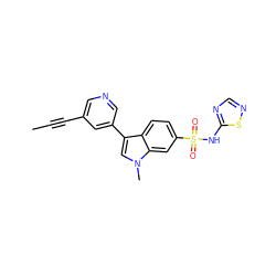 CC#Cc1cncc(-c2cn(C)c3cc(S(=O)(=O)Nc4ncns4)ccc23)c1 ZINC000205429106