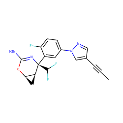 CC#Cc1cnn(-c2ccc(F)c([C@@]3(C(F)F)N=C(N)O[C@@H]4C[C@@H]43)c2)c1 ZINC000226082516