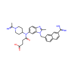CC(=N)N1CCC(N(C(=O)CCC(=O)O)c2ccc3nc(C)n(Cc4ccc5ccc(C(=N)N)cc5c4)c3c2)CC1 ZINC000028013037