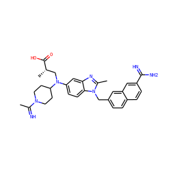 CC(=N)N1CCC(N(C[C@H](C)C(=O)O)c2ccc3c(c2)nc(C)n3Cc2ccc3ccc(C(=N)N)cc3c2)CC1 ZINC000028087961