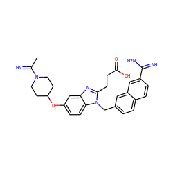 CC(=N)N1CCC(Oc2ccc3c(c2)nc(CCC(=O)O)n3Cc2ccc3ccc(C(=N)N)cc3c2)CC1 ZINC000028016876