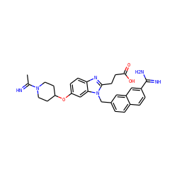 CC(=N)N1CCC(Oc2ccc3nc(CCC(=O)O)n(Cc4ccc5ccc(C(=N)N)cc5c4)c3c2)CC1 ZINC000028091378