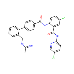 CC(=N)NCc1ccccc1-c1ccc(C(=O)Nc2ccc(Cl)cc2C(=O)Nc2ccc(Cl)cn2)cc1 ZINC000028017210