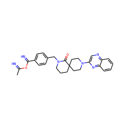 CC(=N)OC(=N)c1ccc(CN2CCCC3(CCN(c4cnc5ccccc5n4)CC3)C2=O)cc1 ZINC000096173147