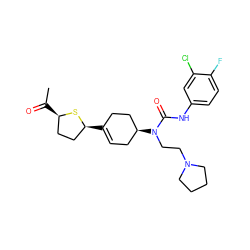 CC(=O)[C@@H]1CC[C@H](C2=CC[C@H](N(CCN3CCCC3)C(=O)Nc3ccc(F)c(Cl)c3)CC2)S1 ZINC000064516147