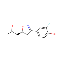 CC(=O)C[C@@H]1CC(c2ccc(O)c(F)c2)=NO1 ZINC000098208007