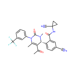 CC(=O)C1=C(C)N(c2cccc(C(F)(F)F)c2)C(=O)N(C)[C@@H]1c1ccc(C#N)cc1C(=O)NC1(C#N)CC1 ZINC001772635464
