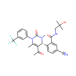 CC(=O)C1=C(C)N(c2cccc(C(F)(F)F)c2)C(=O)N(C)[C@@H]1c1ccc(C#N)cc1C(=O)NCC(C)(C)O ZINC001772609686