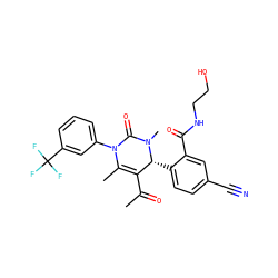 CC(=O)C1=C(C)N(c2cccc(C(F)(F)F)c2)C(=O)N(C)[C@@H]1c1ccc(C#N)cc1C(=O)NCCO ZINC001772647049