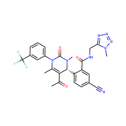 CC(=O)C1=C(C)N(c2cccc(C(F)(F)F)c2)C(=O)N(C)[C@@H]1c1ccc(C#N)cc1C(=O)NCc1nnnn1C ZINC001772618230