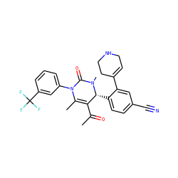 CC(=O)C1=C(C)N(c2cccc(C(F)(F)F)c2)C(=O)N(C)[C@@H]1c1ccc(C#N)cc1C1=CCNCC1 ZINC001772608213