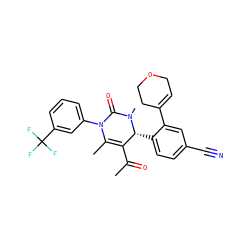 CC(=O)C1=C(C)N(c2cccc(C(F)(F)F)c2)C(=O)N(C)[C@@H]1c1ccc(C#N)cc1C1=CCOCC1 ZINC001772592754