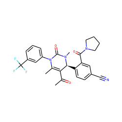 CC(=O)C1=C(C)N(c2cccc(C(F)(F)F)c2)C(=O)N(C)[C@H]1c1ccc(C#N)cc1C(=O)N1CCCC1 ZINC001772615380