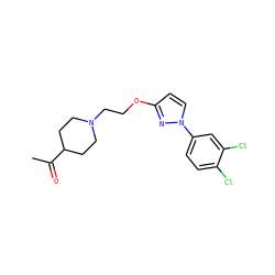 CC(=O)C1CCN(CCOc2ccn(-c3ccc(Cl)c(Cl)c3)n2)CC1 ZINC000095556331