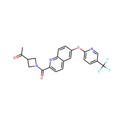 CC(=O)C1CN(C(=O)c2ccc3cc(Oc4ccc(C(F)(F)F)cn4)ccc3n2)C1 ZINC001772605836