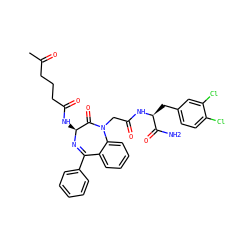 CC(=O)CCCC(=O)N[C@@H]1N=C(c2ccccc2)c2ccccc2N(CC(=O)N[C@@H](Cc2ccc(Cl)c(Cl)c2)C(N)=O)C1=O ZINC000028756725