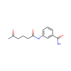 CC(=O)CCCC(=O)Nc1cccc(C(N)=O)c1 ZINC000268066169