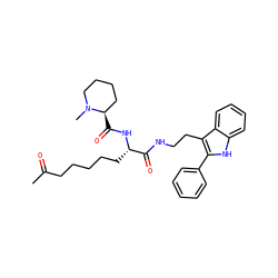 CC(=O)CCCCC[C@H](NC(=O)[C@@H]1CCCCN1C)C(=O)NCCc1c(-c2ccccc2)[nH]c2ccccc12 ZINC000036338703