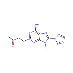 CC(=O)CCc1nc(N)c2nc(-n3nccn3)n(C)c2n1 ZINC000068246081