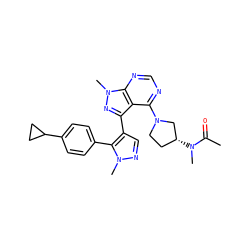CC(=O)N(C)[C@@H]1CCN(c2ncnc3c2c(-c2cnn(C)c2-c2ccc(C4CC4)cc2)nn3C)C1 ZINC000169706095
