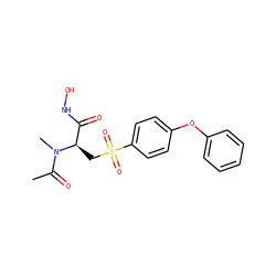 CC(=O)N(C)[C@H](CS(=O)(=O)c1ccc(Oc2ccccc2)cc1)C(=O)NO ZINC000026653486