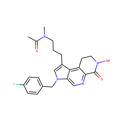 CC(=O)N(C)CCCc1cn(Cc2ccc(F)cc2)c2cnc3c(c12)CCN(O)C3=O ZINC000071317521
