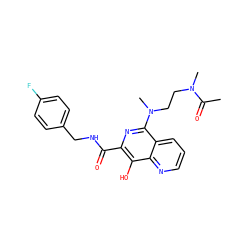 CC(=O)N(C)CCN(C)c1nc(C(=O)NCc2ccc(F)cc2)c(O)c2ncccc12 ZINC000034820432