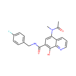 CC(=O)N(C)c1cc(C(=O)NCc2ccc(F)cc2)c(O)c2ncccc12 ZINC000045284102