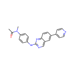 CC(=O)N(C)c1ccc(Nc2ncc3cc(-c4ccncc4)ccc3n2)cc1 ZINC000095589055