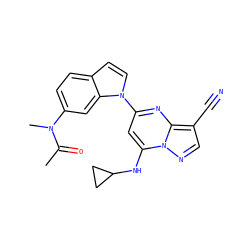 CC(=O)N(C)c1ccc2ccn(-c3cc(NC4CC4)n4ncc(C#N)c4n3)c2c1 ZINC000084710729