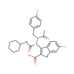 CC(=O)N(Cc1ccc(Cl)cc1)[C@@H](C(=O)NC1CCCCC1)c1c(C(=O)O)[nH]c2cc(Cl)ccc12 ZINC000113887664