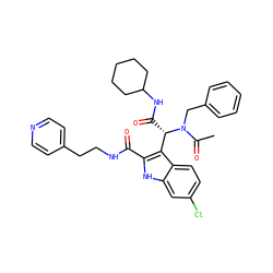 CC(=O)N(Cc1ccccc1)[C@@H](C(=O)NC1CCCCC1)c1c(C(=O)NCCc2ccncc2)[nH]c2cc(Cl)ccc12 ZINC000113900015