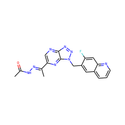 CC(=O)N/N=C(\C)c1cnc2nnn(Cc3cc4cccnc4cc3F)c2n1 ZINC000068248445