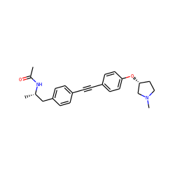 CC(=O)N[C@@H](C)Cc1ccc(C#Cc2ccc(O[C@@H]3CCN(C)C3)cc2)cc1 ZINC000113413710