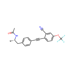 CC(=O)N[C@@H](C)Cc1ccc(C#Cc2ccc(OC(F)(F)F)cc2C#N)cc1 ZINC000142340757