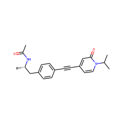 CC(=O)N[C@@H](C)Cc1ccc(C#Cc2ccn(C(C)C)c(=O)c2)cc1 ZINC000169706204