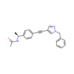 CC(=O)N[C@@H](C)c1ccc(C#Cc2cnn(Cc3ccccc3)c2)cc1 ZINC000169706230