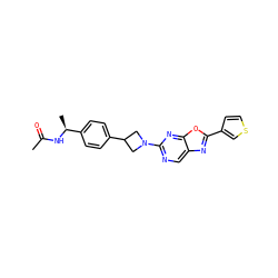 CC(=O)N[C@@H](C)c1ccc(C2CN(c3ncc4nc(-c5ccsc5)oc4n3)C2)cc1 ZINC000149634716