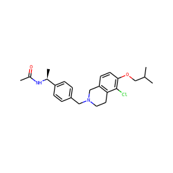 CC(=O)N[C@@H](C)c1ccc(CN2CCc3c(ccc(OCC(C)C)c3Cl)C2)cc1 ZINC001772632575