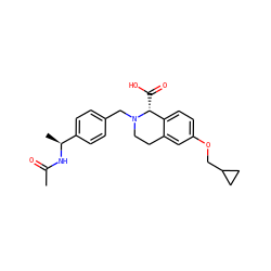 CC(=O)N[C@@H](C)c1ccc(CN2CCc3cc(OCC4CC4)ccc3[C@H]2C(=O)O)cc1 ZINC001772578837