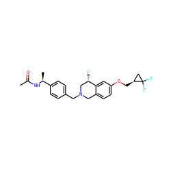 CC(=O)N[C@@H](C)c1ccc(CN2Cc3ccc(OC[C@H]4CC4(F)F)cc3[C@@H](F)C2)cc1 ZINC001772580176