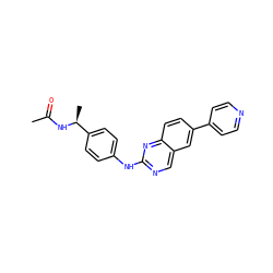 CC(=O)N[C@@H](C)c1ccc(Nc2ncc3cc(-c4ccncc4)ccc3n2)cc1 ZINC000095586339