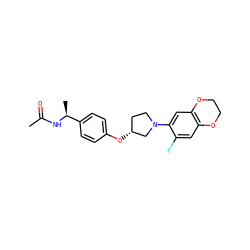 CC(=O)N[C@@H](C)c1ccc(O[C@@H]2CCN(c3cc4c(cc3F)OCCO4)C2)cc1 ZINC001772603082