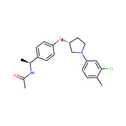CC(=O)N[C@@H](C)c1ccc(O[C@@H]2CCN(c3ccc(C)c(Cl)c3)C2)cc1 ZINC001772643629