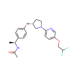 CC(=O)N[C@@H](C)c1ccc(O[C@@H]2CCN(c3ccc(OCC(F)F)cn3)C2)cc1 ZINC000169709933