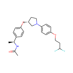 CC(=O)N[C@@H](C)c1ccc(O[C@@H]2CCN(c3ccc(OCCC(F)F)cc3)C2)cc1 ZINC000209121628